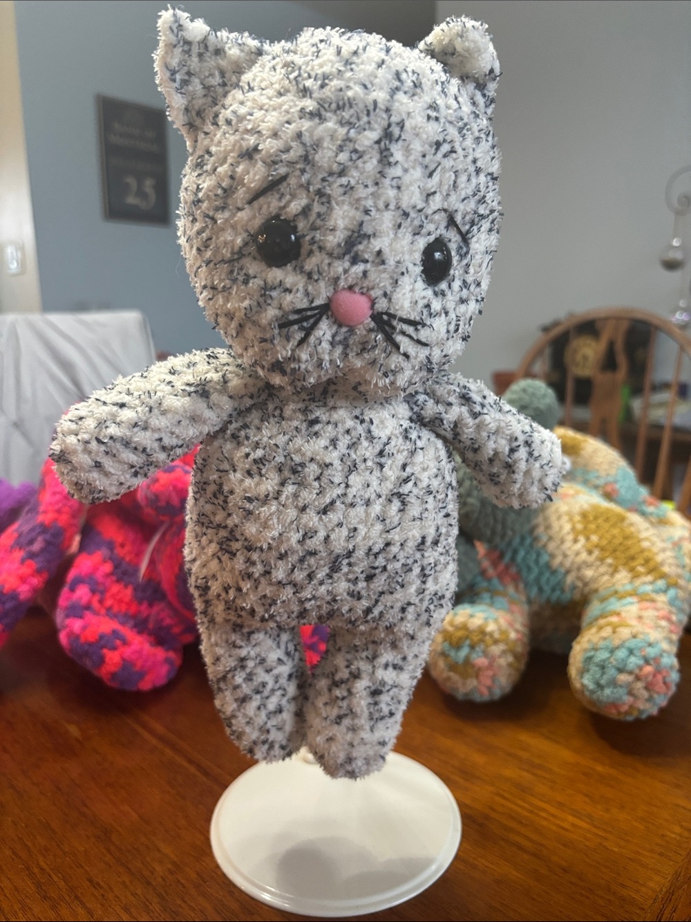 Plush Grey Speckled Cat Stuffed Toy - Soft Kids Toy